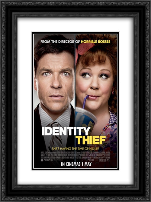 Identity Thief 18x24 Black Ornate Wood Framed Movie Poster with Double Matting