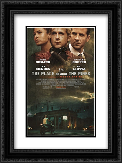 The Place Beyond the Pines 18x24 Black Ornate Wood Framed Movie Poster with Double Matting