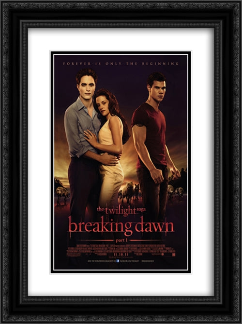 The Twilight Saga Breaking Dawn 18x24 Black Ornate Wood Framed Movie Poster with Double Matting
