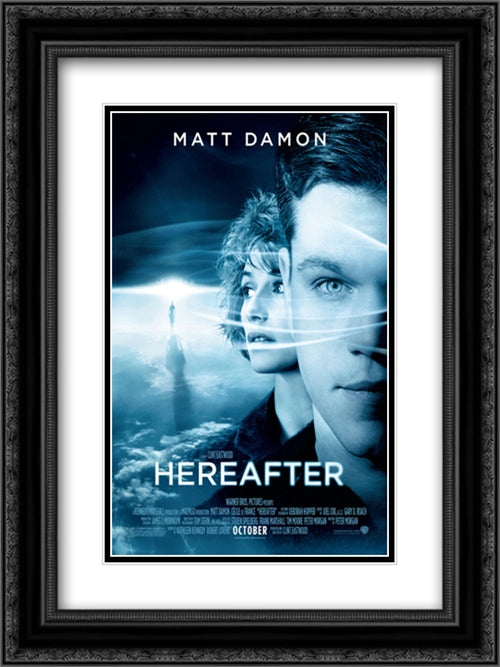 Hereafter 18x24 Black Ornate Wood Framed Movie Poster with Double Matting