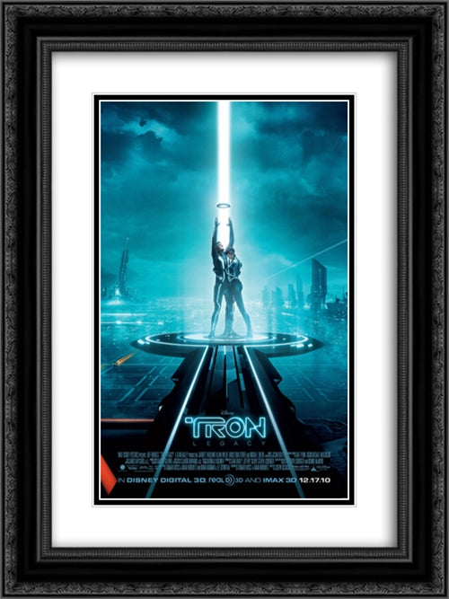 Tron Legacy 18x24 Black Ornate Wood Framed Movie Poster with Double Matting