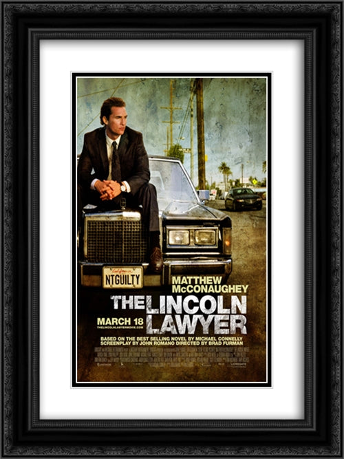 The Lincoln Lawyer 18x24 Black Ornate Wood Framed Movie Poster with Double Matting