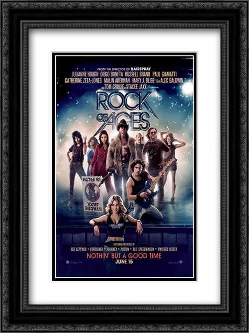 Rock of Ages 18x24 Black Ornate Wood Framed Movie Poster with Double Matting