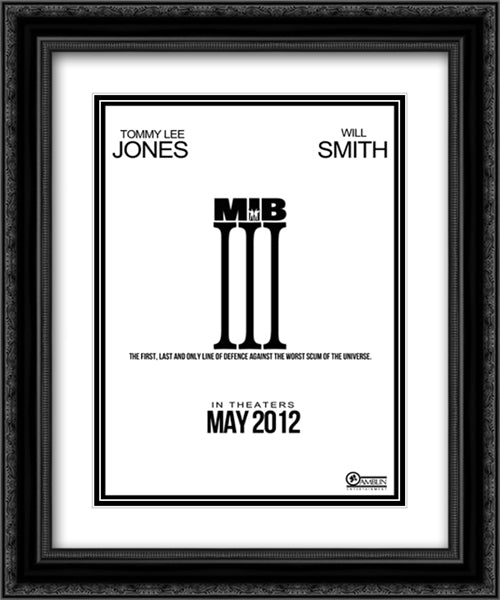 Men in Black 3 20x24 Black Ornate Wood Framed Movie Poster with Double Matting