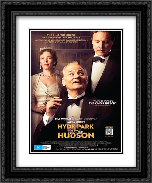 Hyde Park on Hudson 20x24 Black Ornate Wood Framed Movie Poster with Double Matting