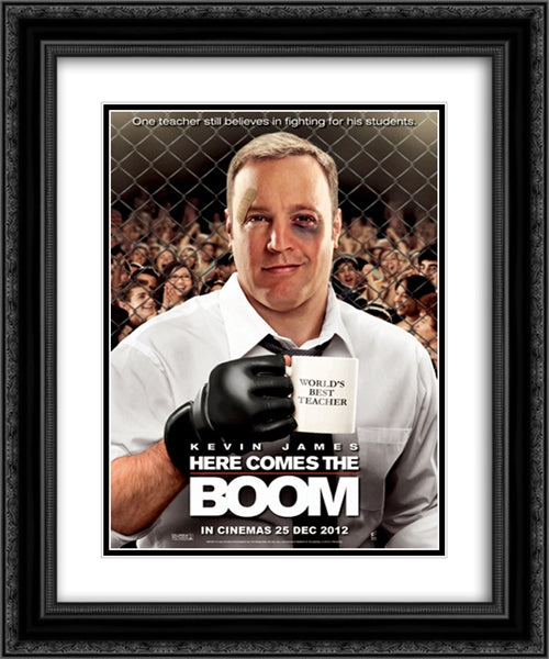 Here Comes the Boom 20x24 Black Ornate Wood Framed Movie Poster with Double Matting
