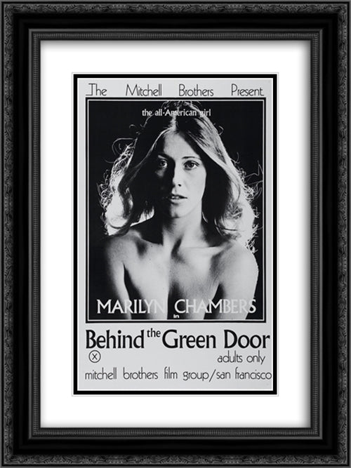 Behind the Green Door 18x24 Black Ornate Wood Framed Movie Poster with Double Matting
