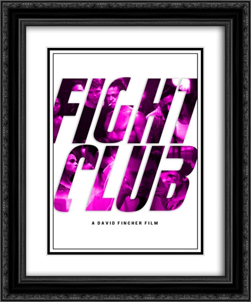 Fight Club 20x24 Black Ornate Wood Framed Movie Poster with Double Matting
