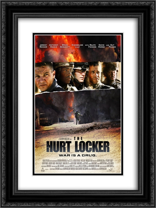 The Hurt Locker 18x24 Black Ornate Wood Framed Movie Poster with Double Matting