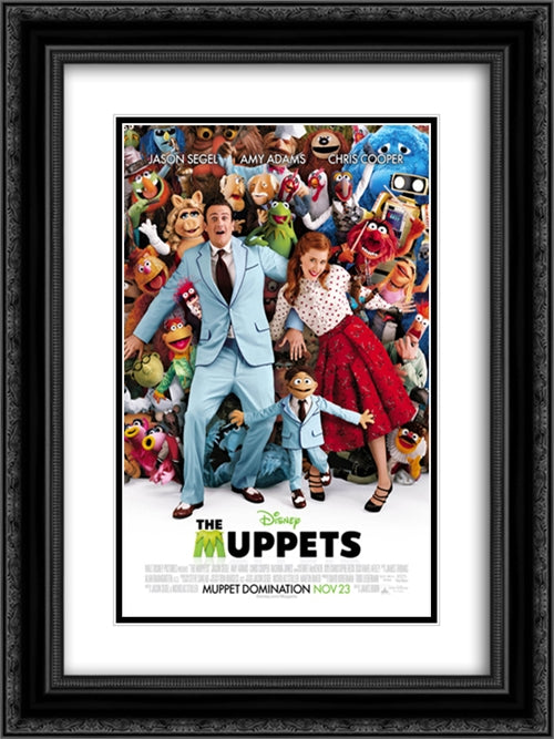 The Muppets 18x24 Black Ornate Wood Framed Movie Poster with Double Matting