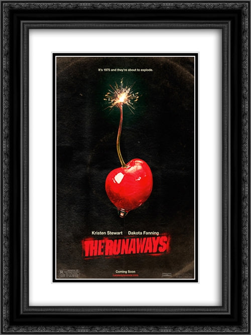 The Runaways 18x24 Black Ornate Wood Framed Movie Poster with Double Matting