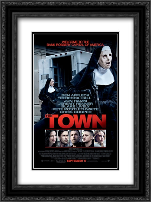 The Town 18x24 Black Ornate Wood Framed Movie Poster with Double Matting