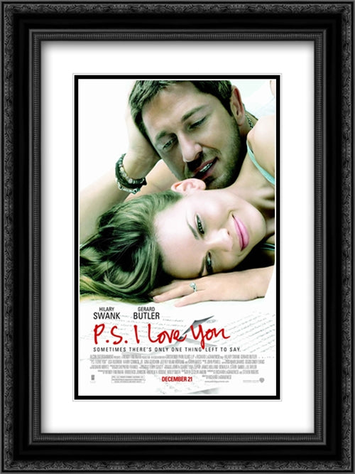 P.S. I Love You 18x24 Black Ornate Wood Framed Movie Poster with Double Matting