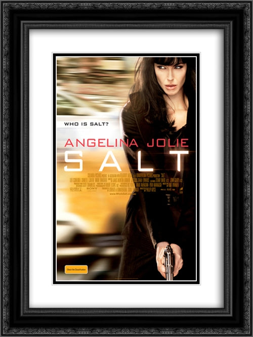 Salt 18x24 Black Ornate Wood Framed Movie Poster with Double Matting