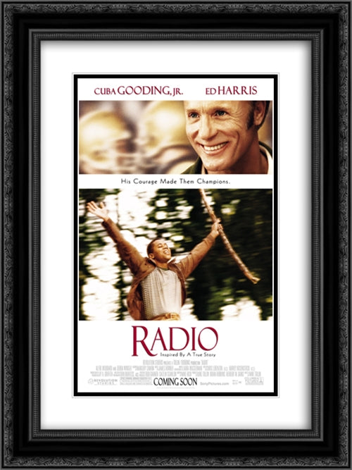 Radio 18x24 Black Ornate Wood Framed Movie Poster with Double Matting