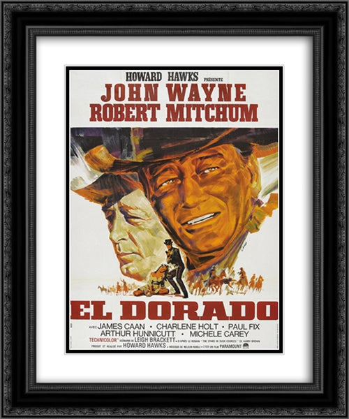 El Dorado 20x24 Black Ornate Wood Framed Movie Poster with Double Matting
