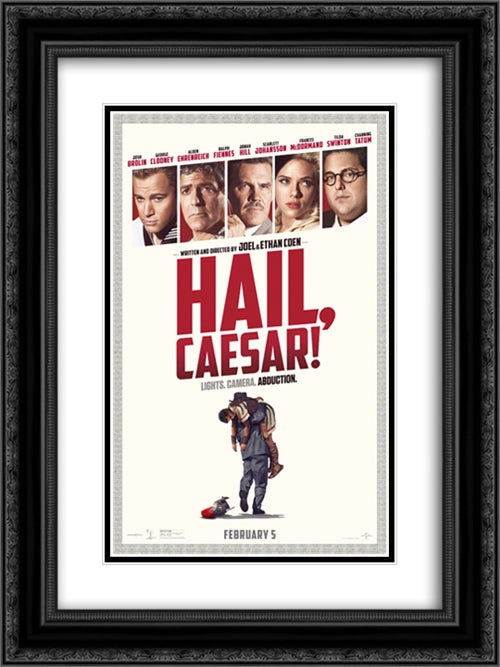 Hail, Caesar! 18x24 Black Ornate Wood Framed Movie Poster with Double Matting