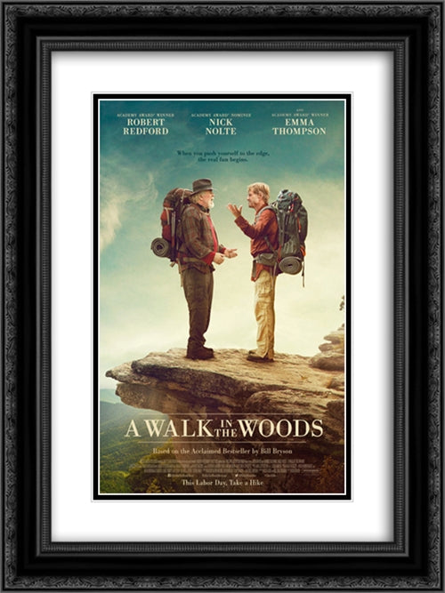 A Walk in the Woods 18x24 Black Ornate Wood Framed Movie Poster with Double Matting