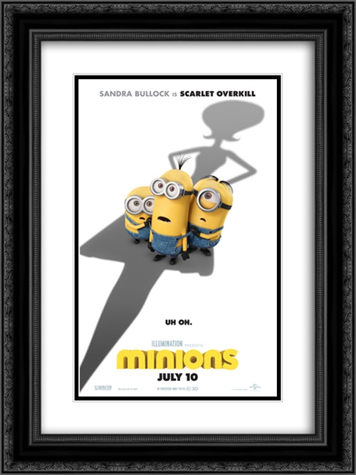 Minions 18x24 Black Ornate Wood Framed Movie Poster with Double Matting