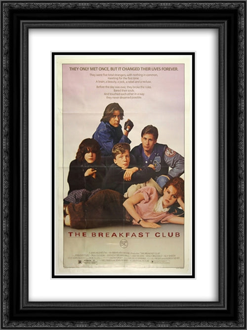 The Breakfast Club 18x24 Black Ornate Wood Framed Movie Poster with Double Matting