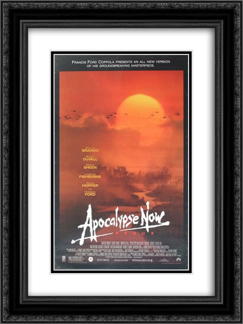 Apocalypse Now 18x24 Black Ornate Wood Framed Movie Poster with Double Matting