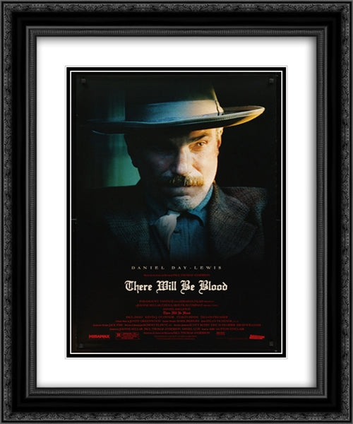 There Will Be Blood 20x24 Black Ornate Wood Framed Movie Poster with Double Matting