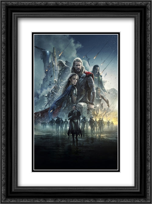 Thor 18x24 Black Ornate Wood Framed Movie Poster with Double Matting