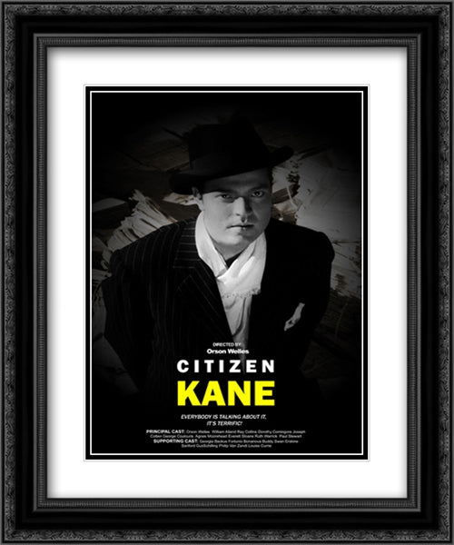 Citizen Kane 20x24 Black Ornate Wood Framed Movie Poster with Double Matting