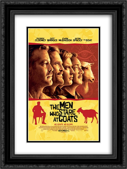 The Mean Who Stare at Goats 18x24 Black Ornate Wood Framed Movie Poster with Double Matting