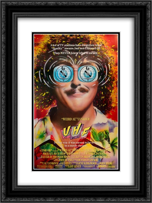 UHF 18x24 Black Ornate Wood Framed Movie Poster with Double Matting
