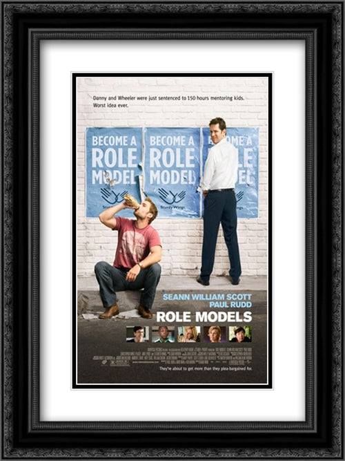 Role Models 18x24 Black Ornate Wood Framed Movie Poster with Double Matting