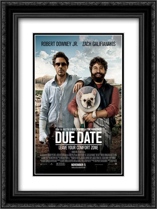 Due Date 18x24 Black Ornate Wood Framed Movie Poster with Double Matting