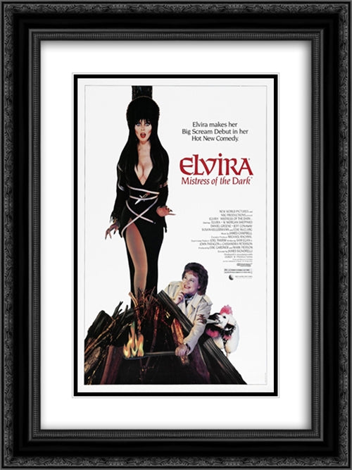 Elvira Mistress of the Dark 18x24 Black Ornate Wood Framed Movie Poster with Double Matting