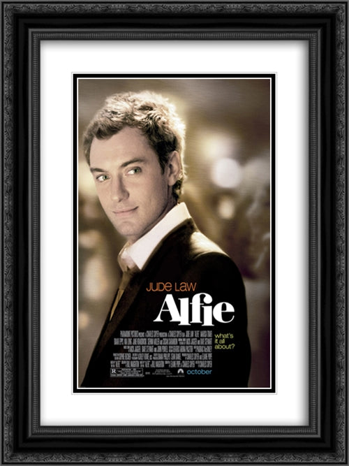 Alfie 18x24 Black Ornate Wood Framed Movie Poster with Double Matting