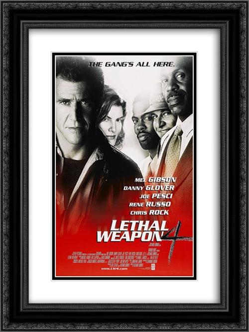 Lethal Weapon 4 18x24 Black Ornate Wood Framed Movie Poster with Double Matting