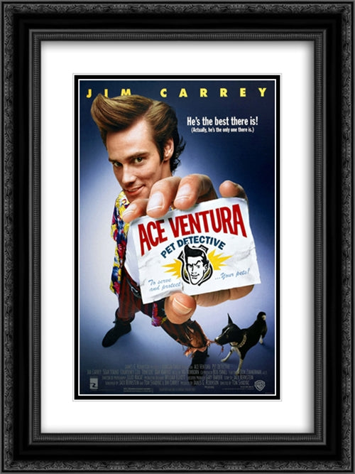 Ace Ventura Pet Detective 18x24 Black Ornate Wood Framed Movie Poster with Double Matting