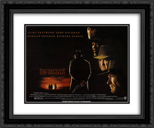 Unforgiven 24x20 Black Ornate Wood Framed Movie Poster with Double Matting