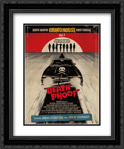 Grindhouse Death Proof 20x24 Black Ornate Wood Framed Movie Poster with Double Matting