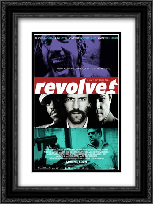 Revolver 18x24 Black Ornate Wood Framed Movie Poster with Double Matting