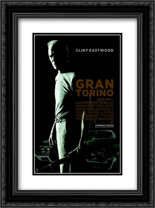 Gran Torino 18x24 Black Ornate Wood Framed Movie Poster with Double Matting