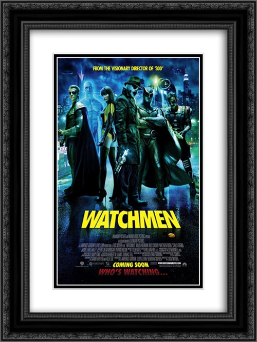 Watchmen 18x24 Black Ornate Wood Framed Movie Poster with Double Matting
