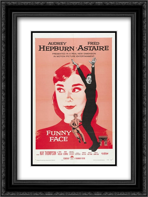 Funny Face 18x24 Black Ornate Wood Framed Movie Poster with Double Matting