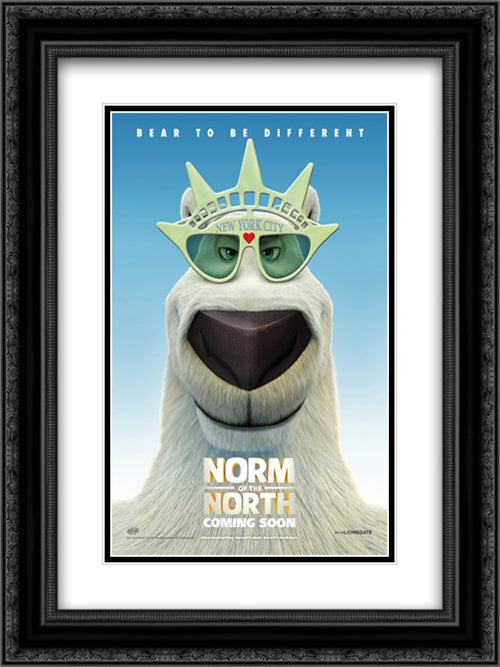 Norm of the North 18x24 Black Ornate Wood Framed Movie Poster with Double Matting