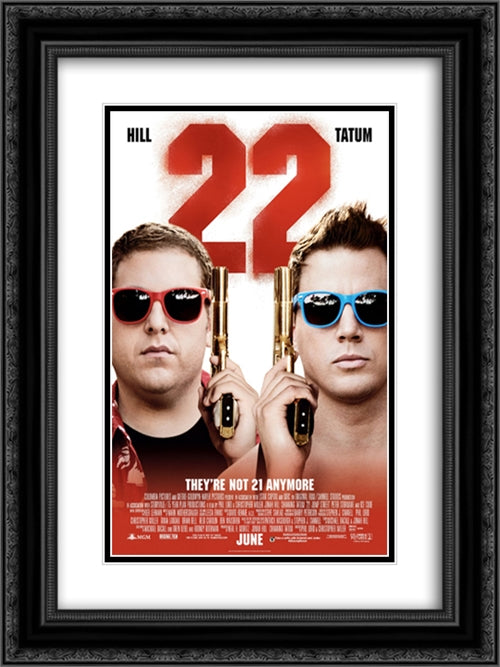 22 Jump Street 18x24 Black Ornate Wood Framed Movie Poster with Double Matting