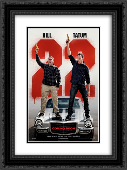 22 Jump Street 18x24 Black Ornate Wood Framed Movie Poster with Double Matting