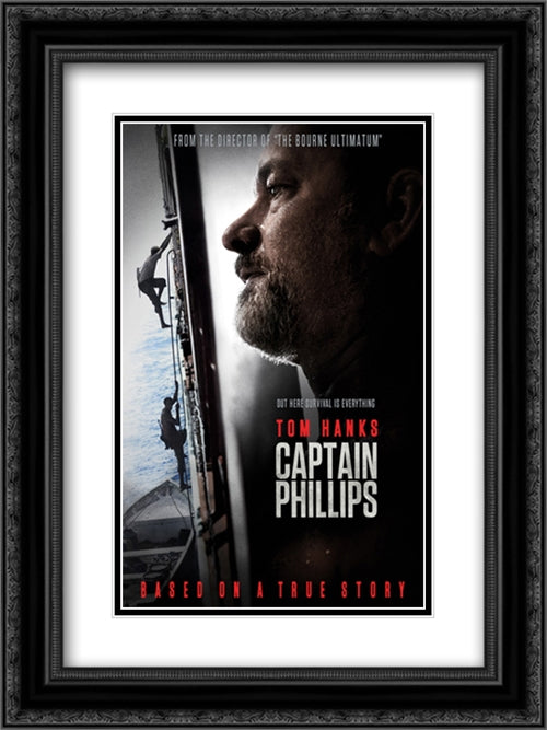 Captain Phillips 18x24 Black Ornate Wood Framed Movie Poster with Double Matting