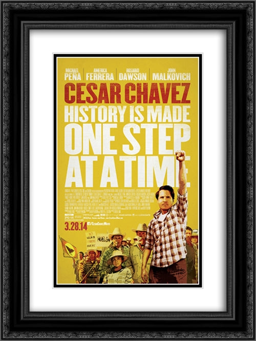 Cesar Chavez 18x24 Black Ornate Wood Framed Movie Poster with Double Matting