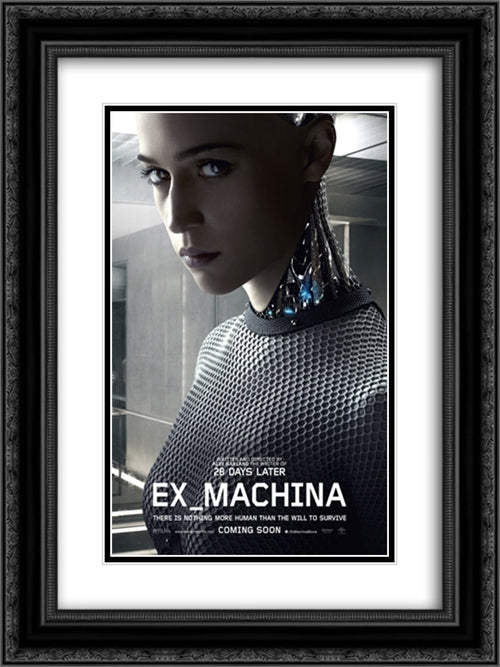 Ex Machina 18x24 Black Ornate Wood Framed Movie Poster with Double Matting