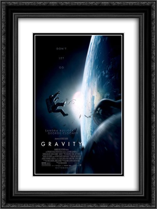 Gravity 18x24 Black Ornate Wood Framed Movie Poster with Double Matting
