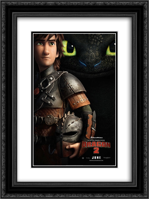 How to Train Your Dragon 2 18x24 Black Ornate Wood Framed Movie Poster with Double Matting
